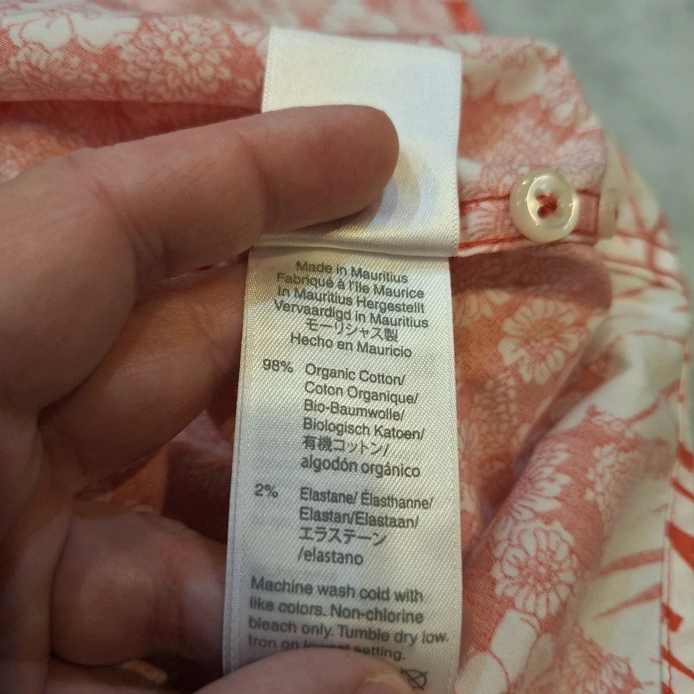 J.Crew Button Down Shortsleeve Shirt‎ Sz Lg Hawaiian Floral Slim Fit Secret Wash